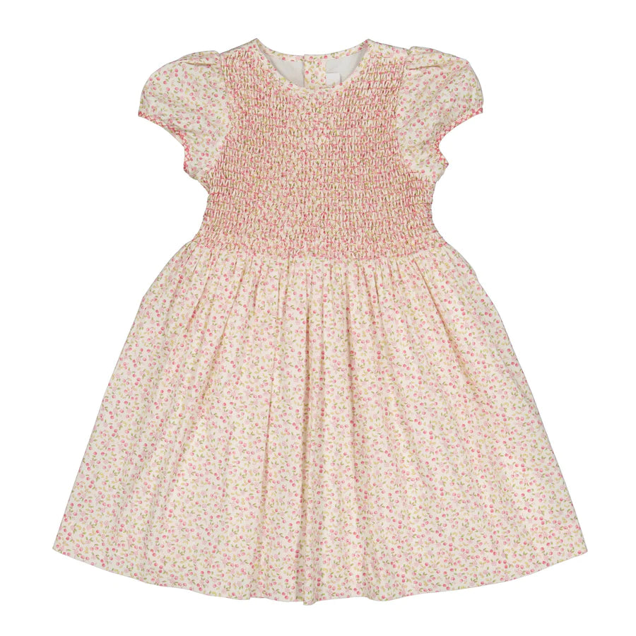 Cherry Floral Smocked Girl Dress
