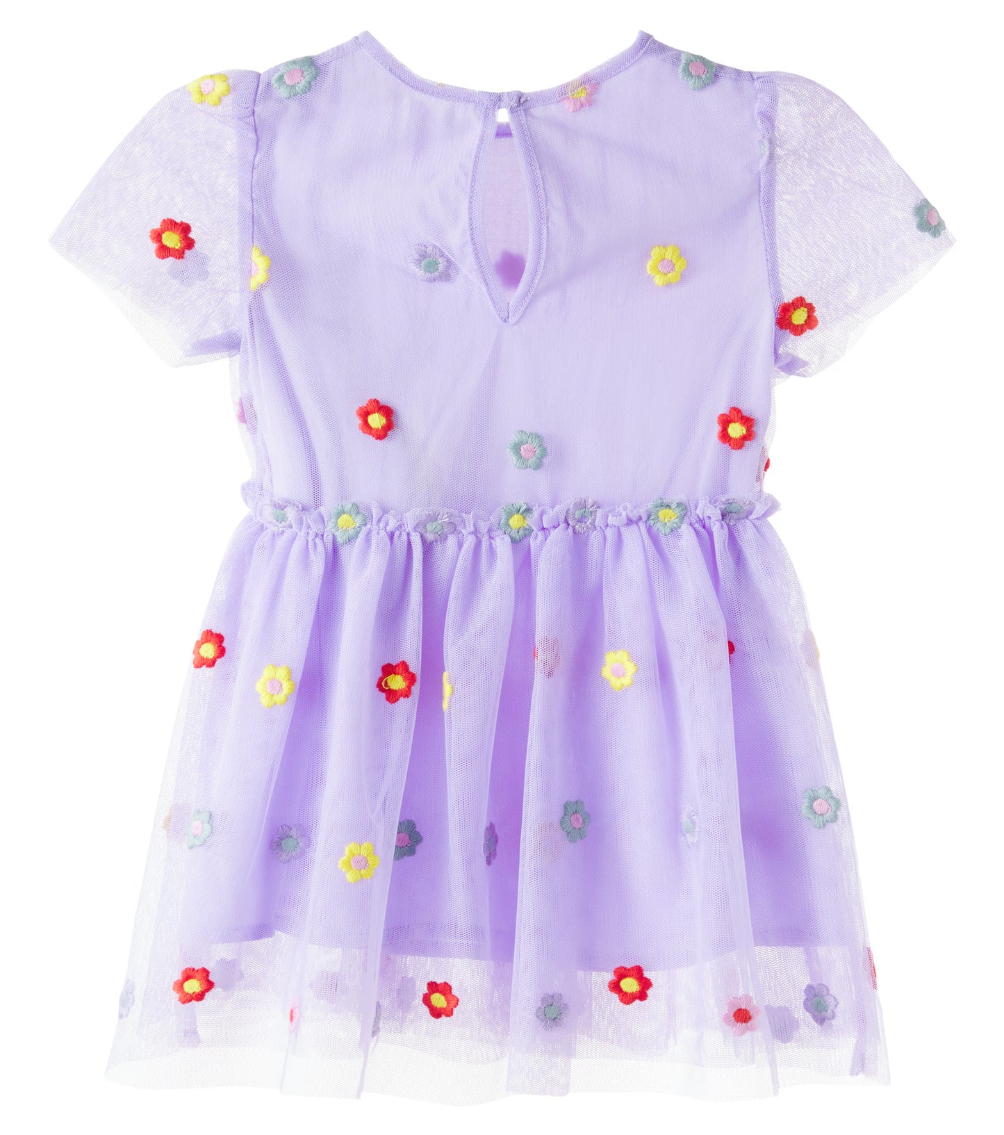 Stella McCartney Short Sleeve Flowers Tulle Dress