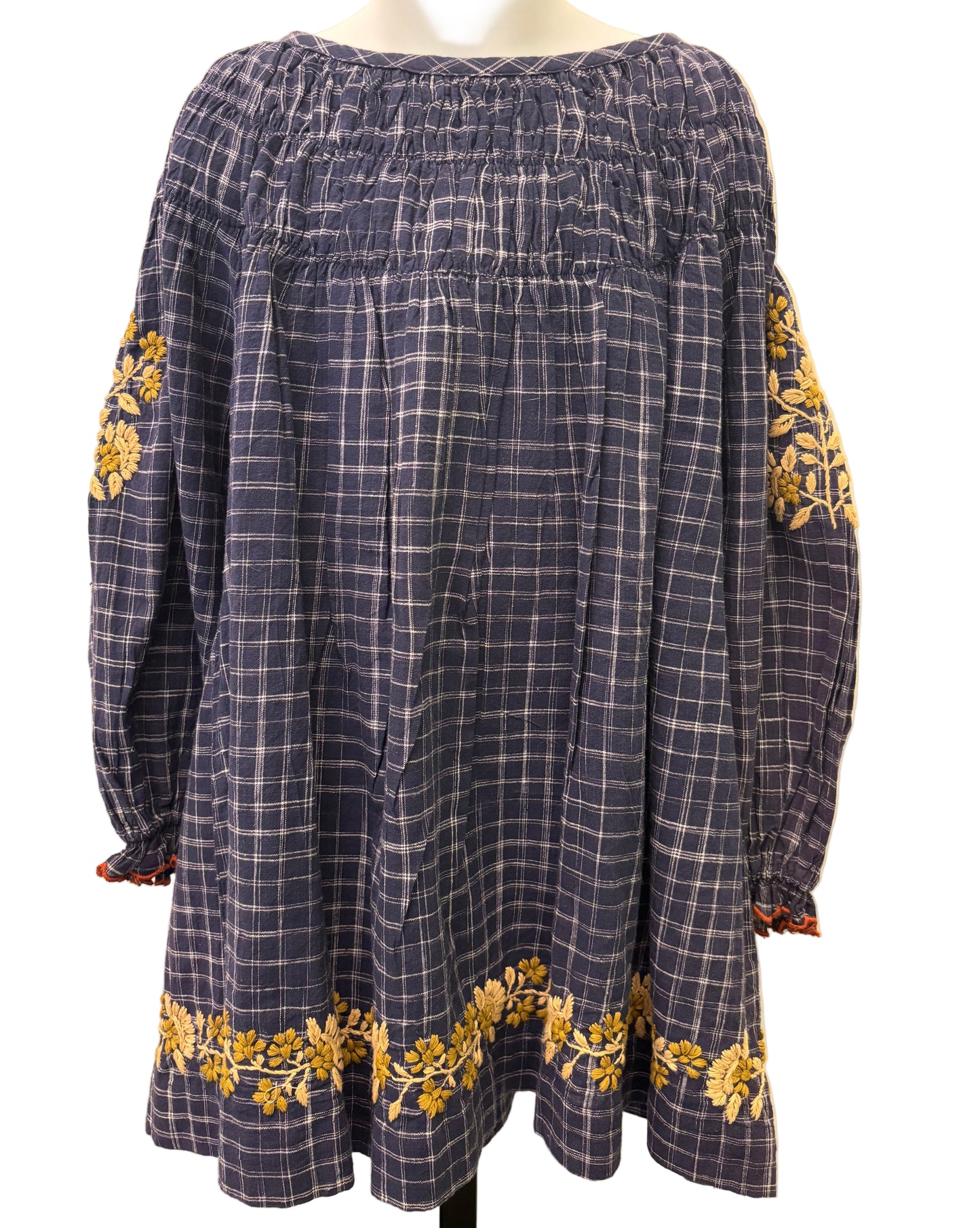 Lala Kids Navy Gingham and Floral Dress