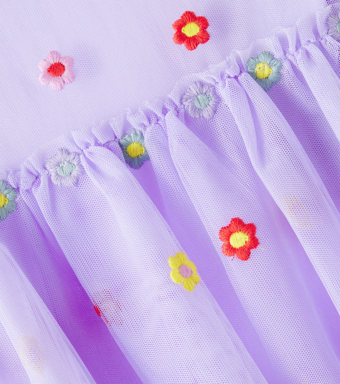 Stella McCartney Short Sleeve Flowers Tulle Dress