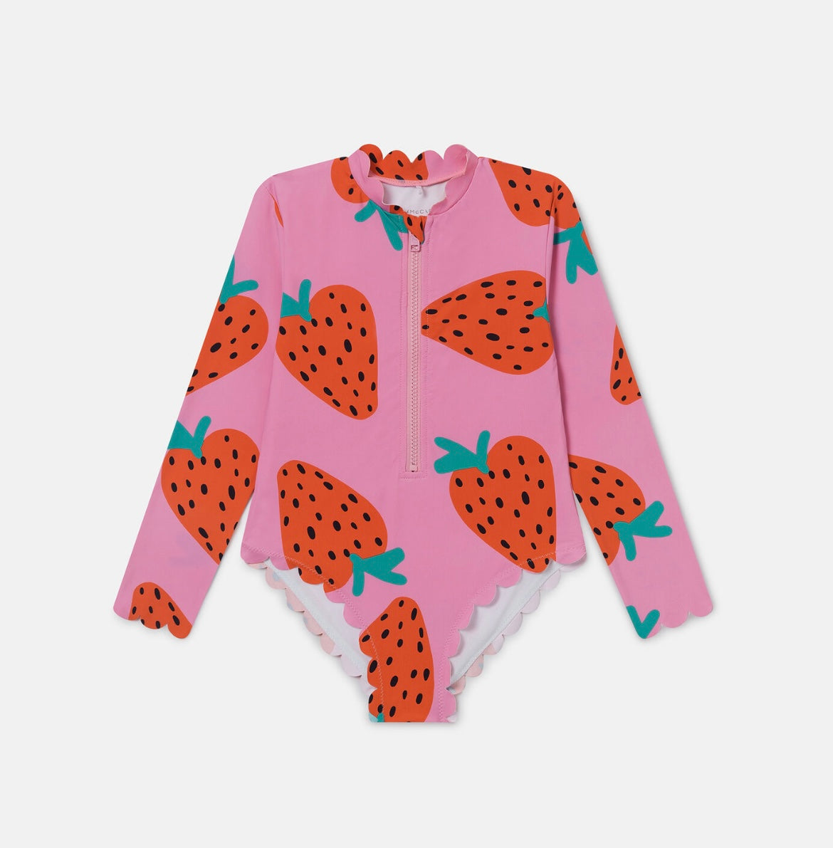 Strawberry Print Long Sleeve Swimsuit by Stella McCartney Kids