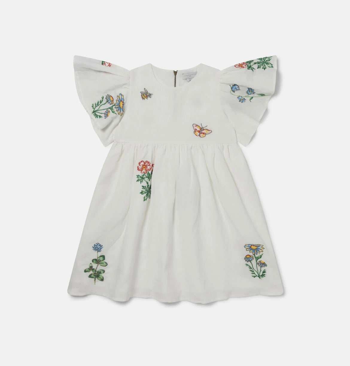Stella McCartney Kids Flower Embroidered Cap-Sleeve Dress
