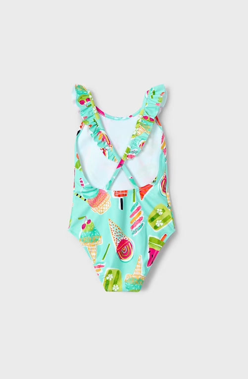 Mayoral Girl Printed Swimsuit with Ruffles