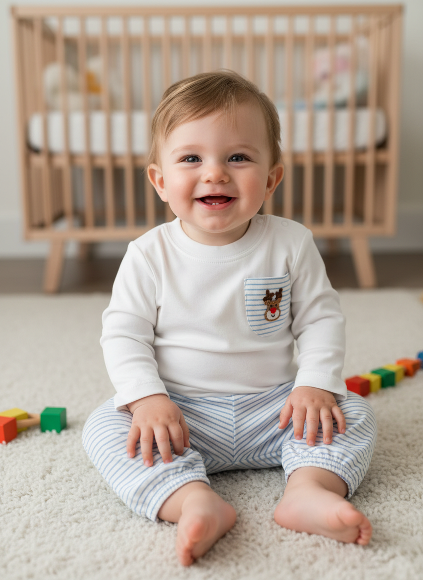 Petit Bebe Blue Rudolph Set