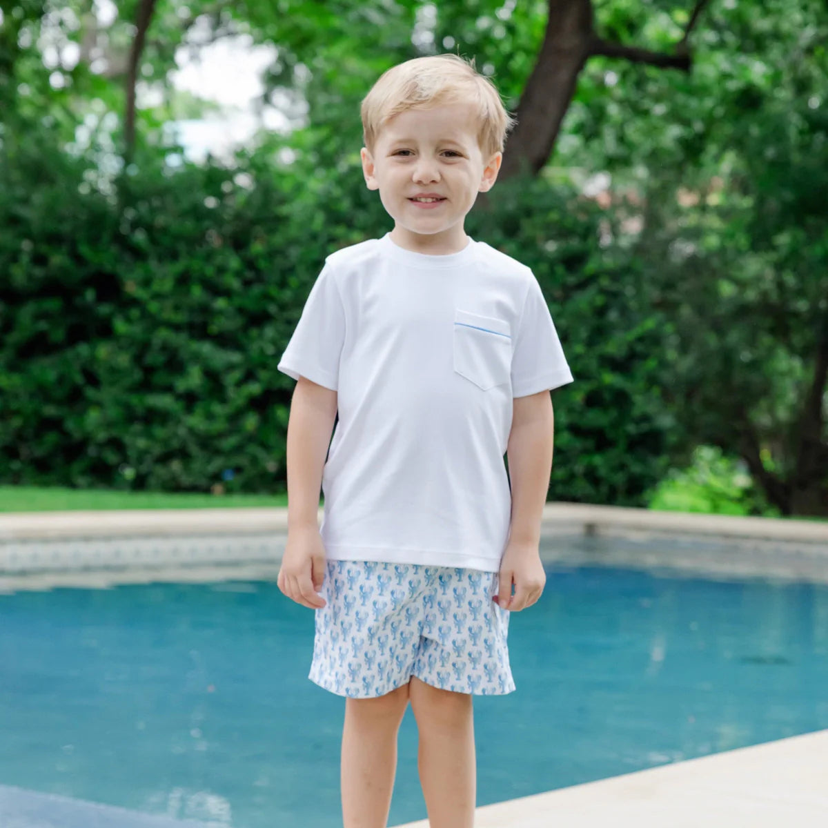 LILA AND HAYES HUDSON BOYS' SHORT SET - MAINE LOBSTERS