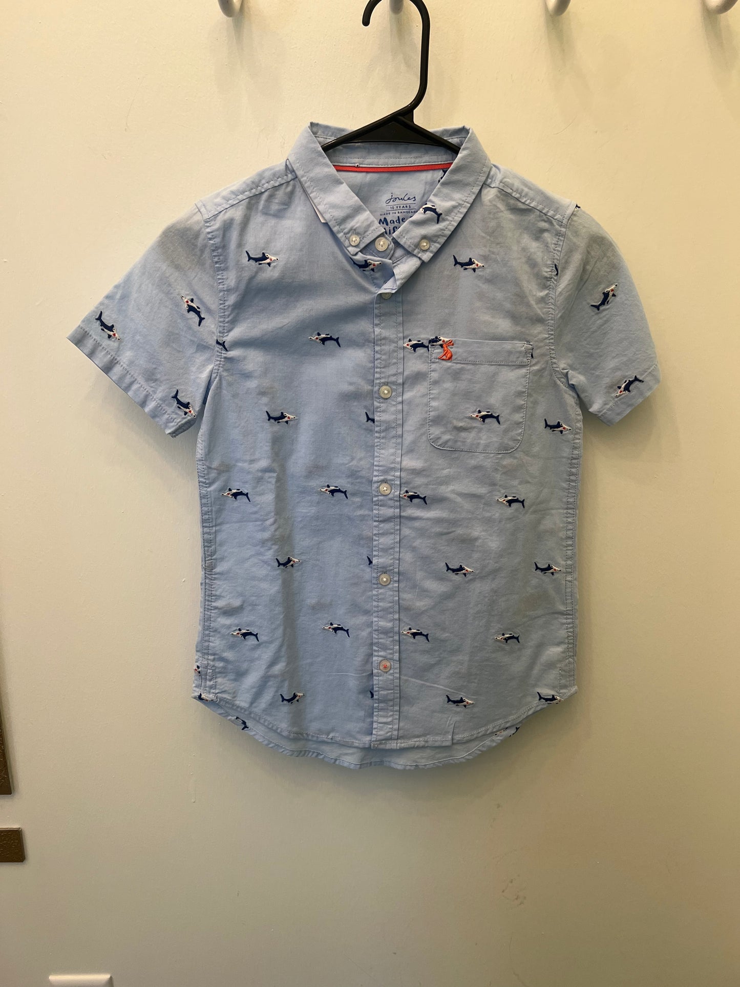 Shark print button down