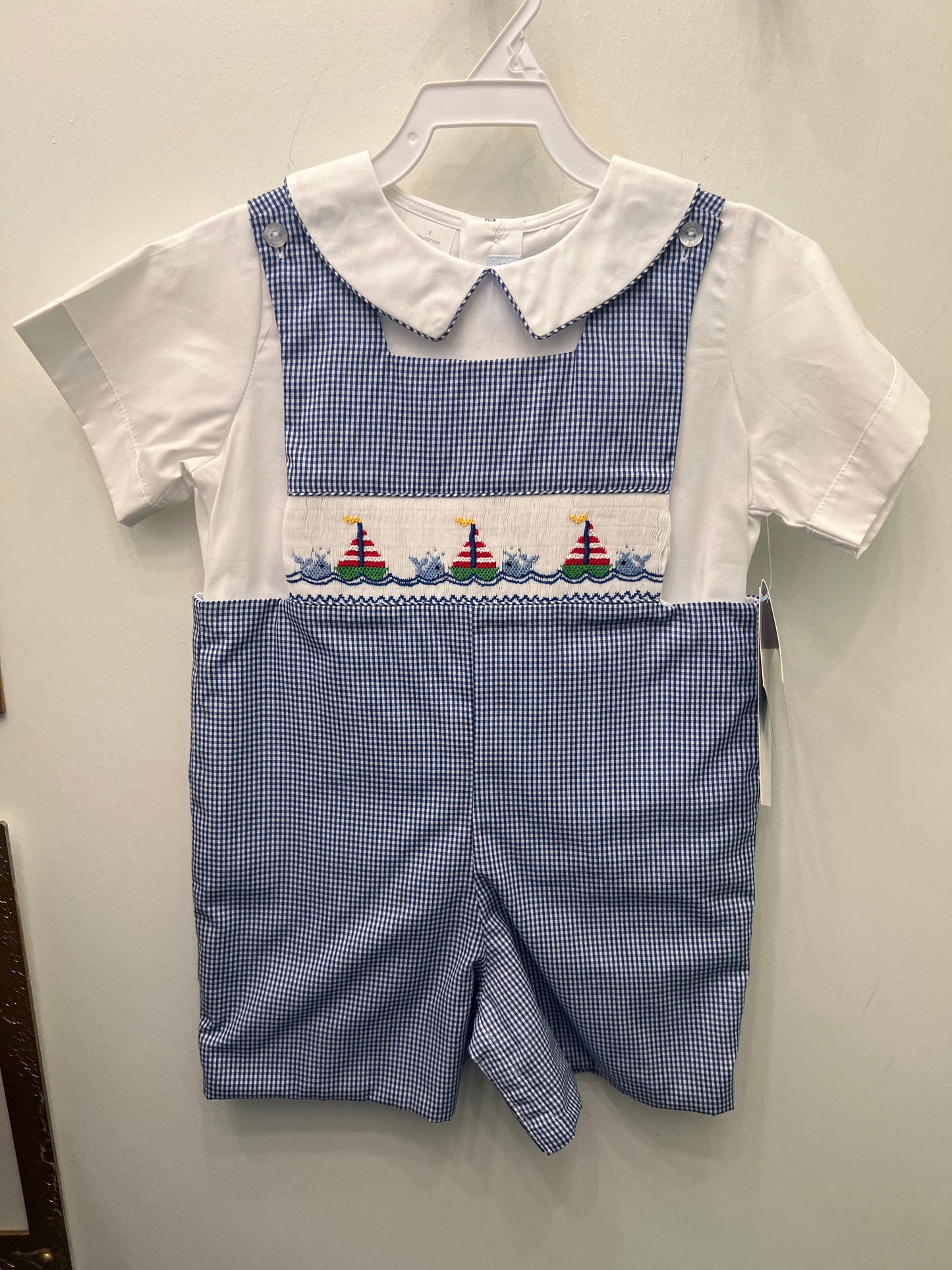 Smocked Sailboat Romper Set