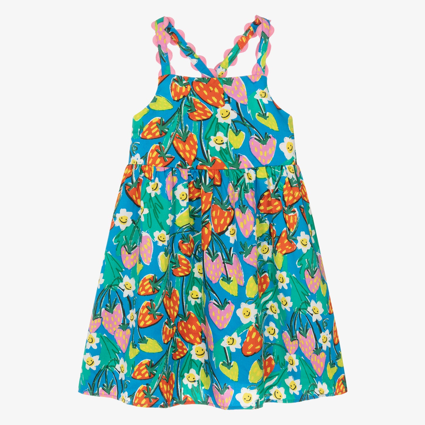 Stella McCartney Kids Blue Strawberry Print Dress