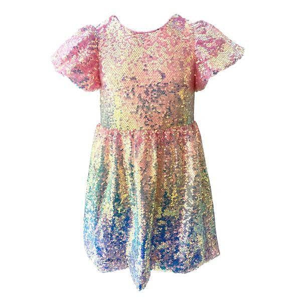 Lola and the Boys Sequin Ombré Puff Sleeve Dress