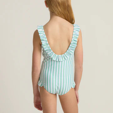 Minnow Girls Tamarin Stripe Ruffle Collar One Piece
