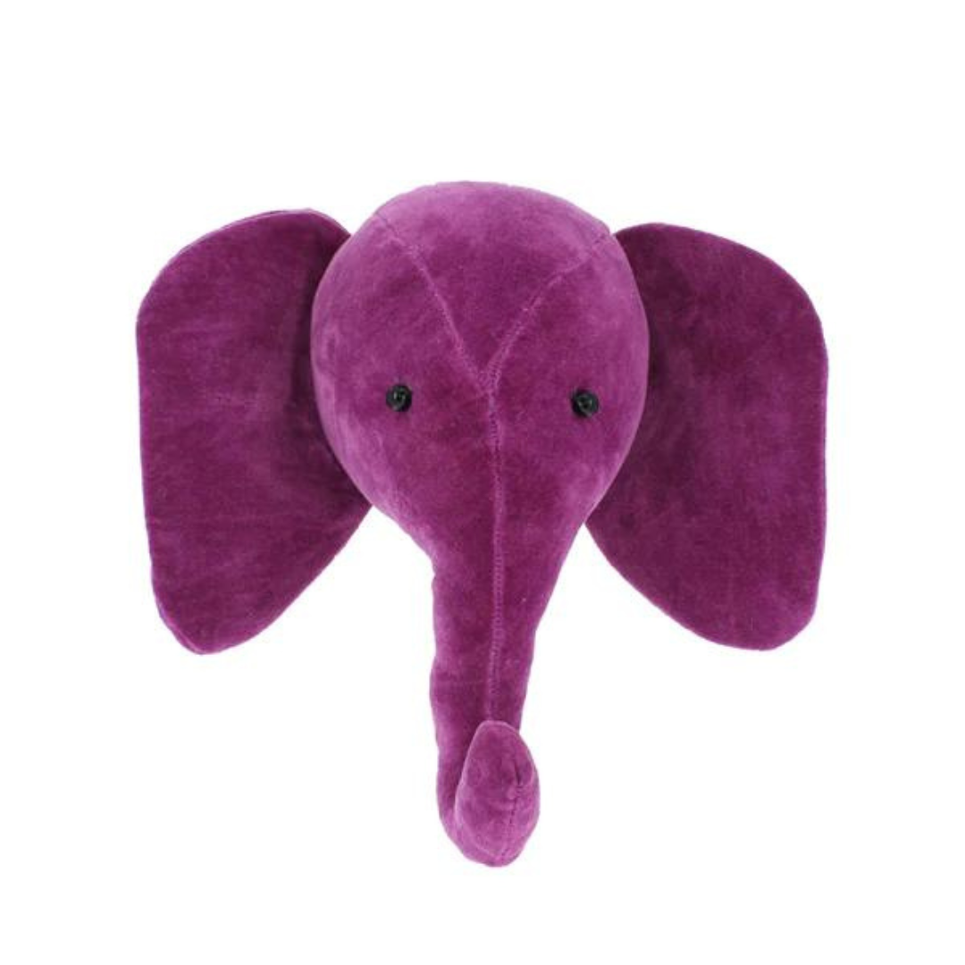 Purple Velvet Elephant Wall Decoration