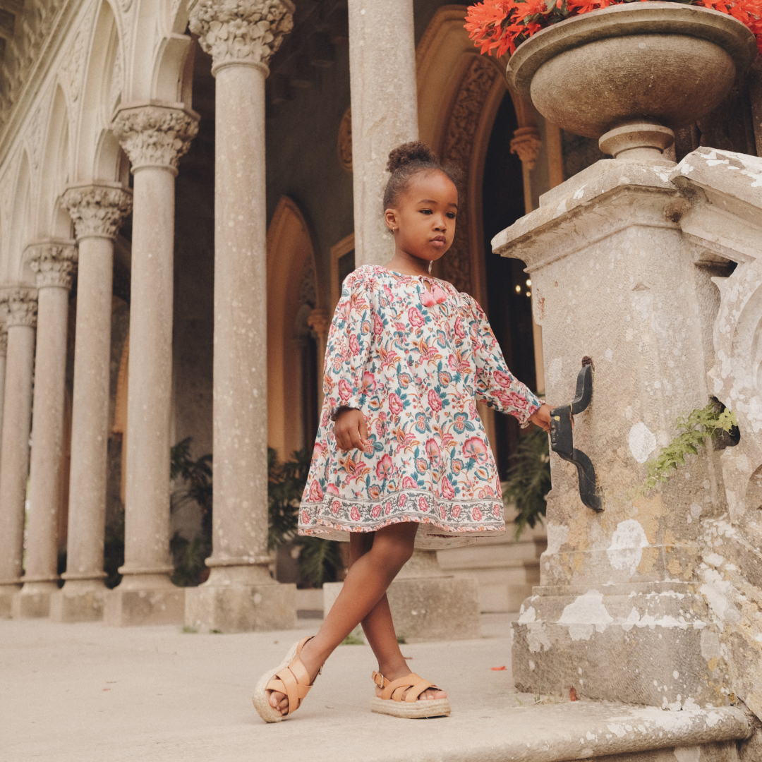 Eugenie Dress in Cream Indian Flowers