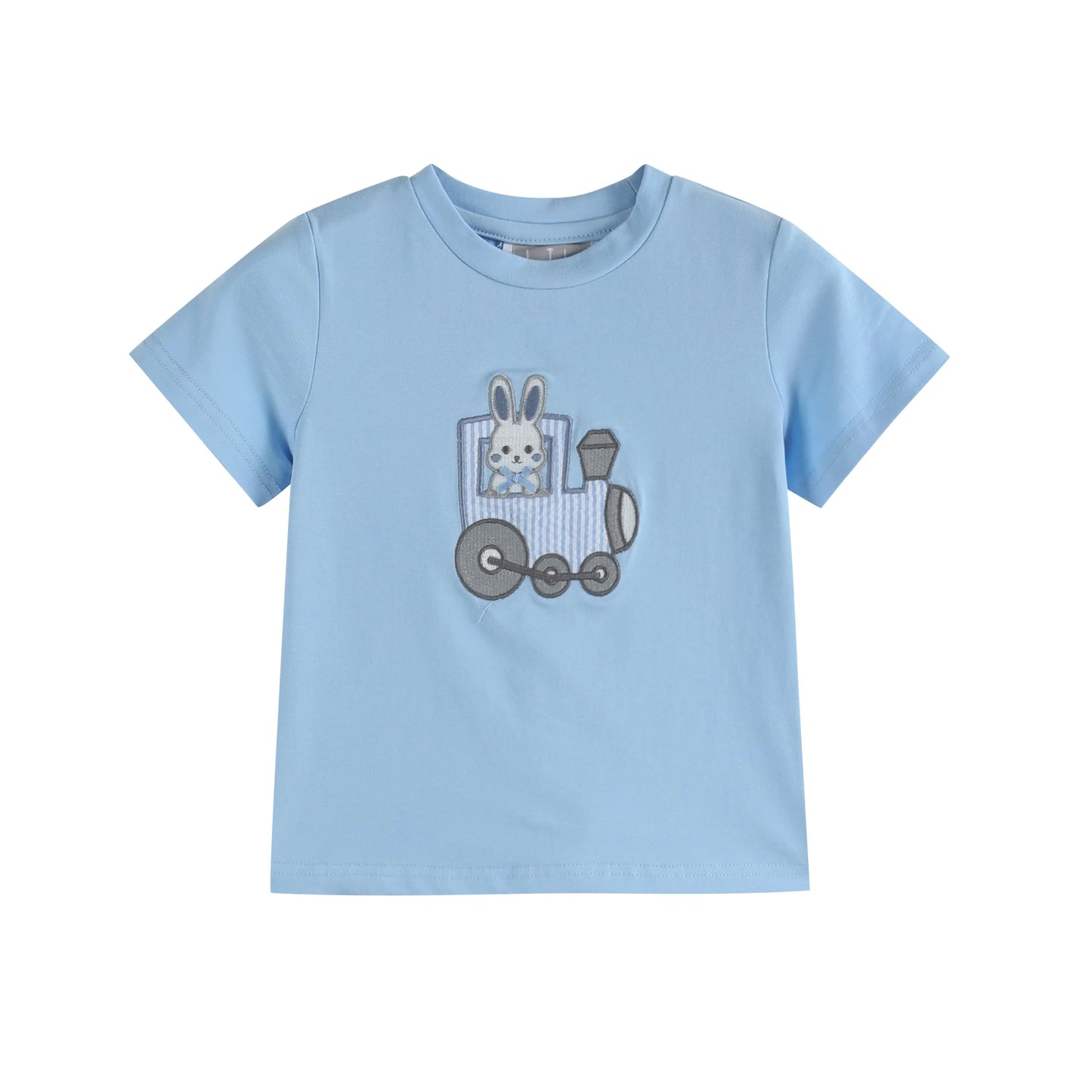 Blue Easter Train T-Shirt and Seersucker Shorts Set