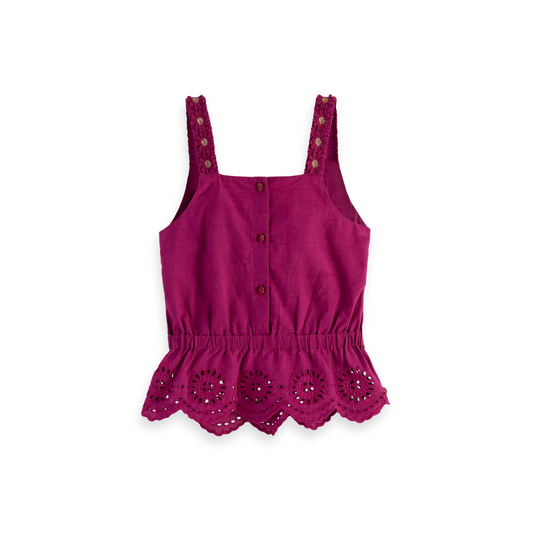 Broderie Anglaise Tank Top in Dahlia