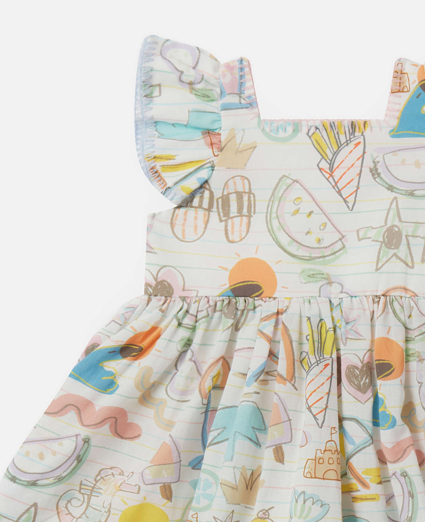 Summer Doodles Print Dress and Bloomers Set