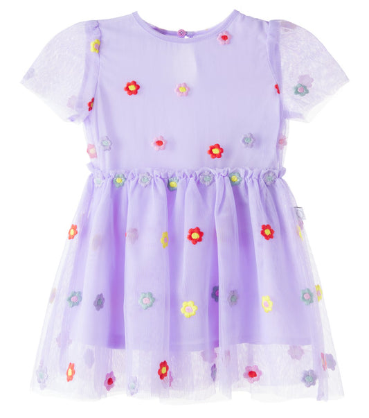 Stella McCartney Short Sleeve Flowers Tulle Dress