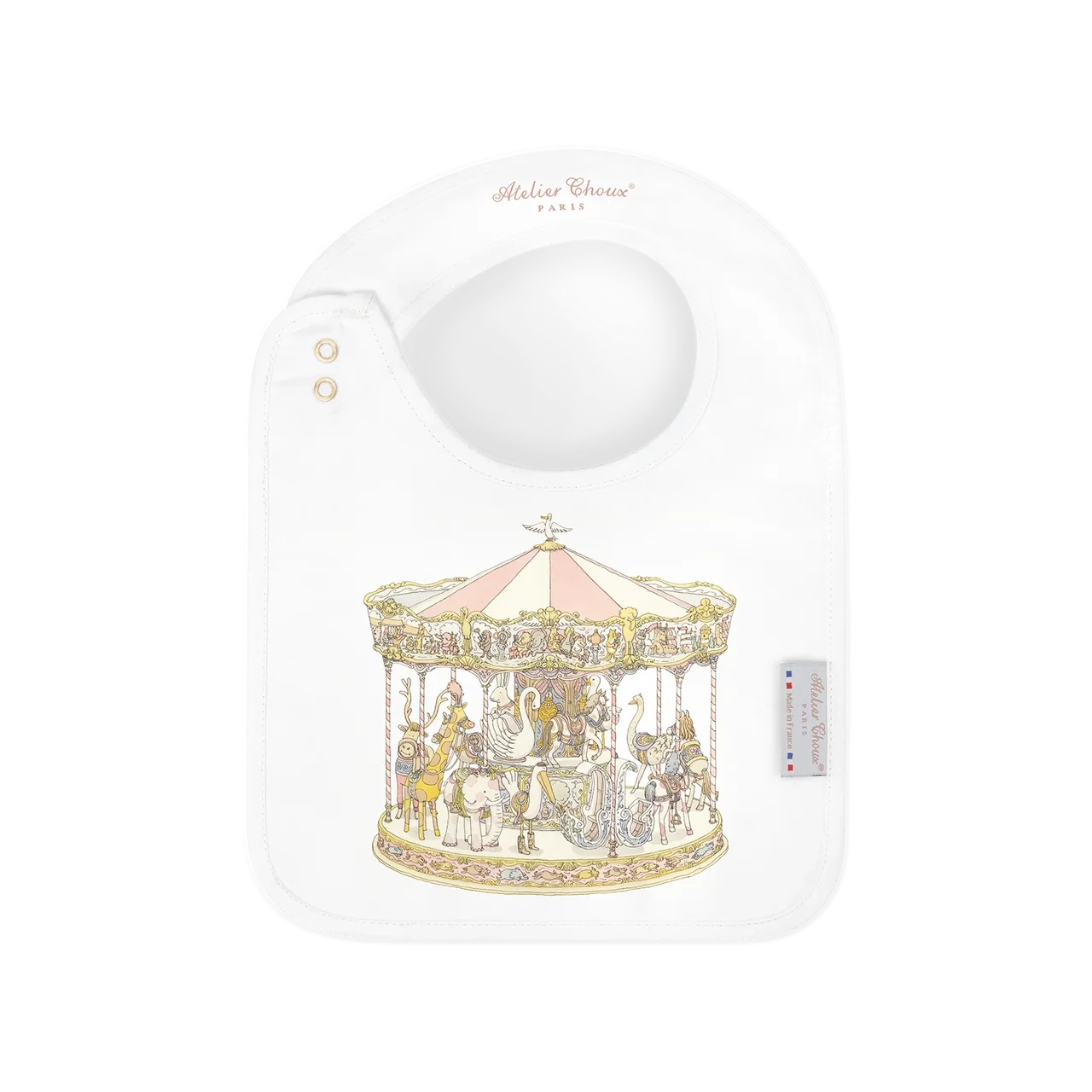Atelier Choux Pink Carousel Satin Bib