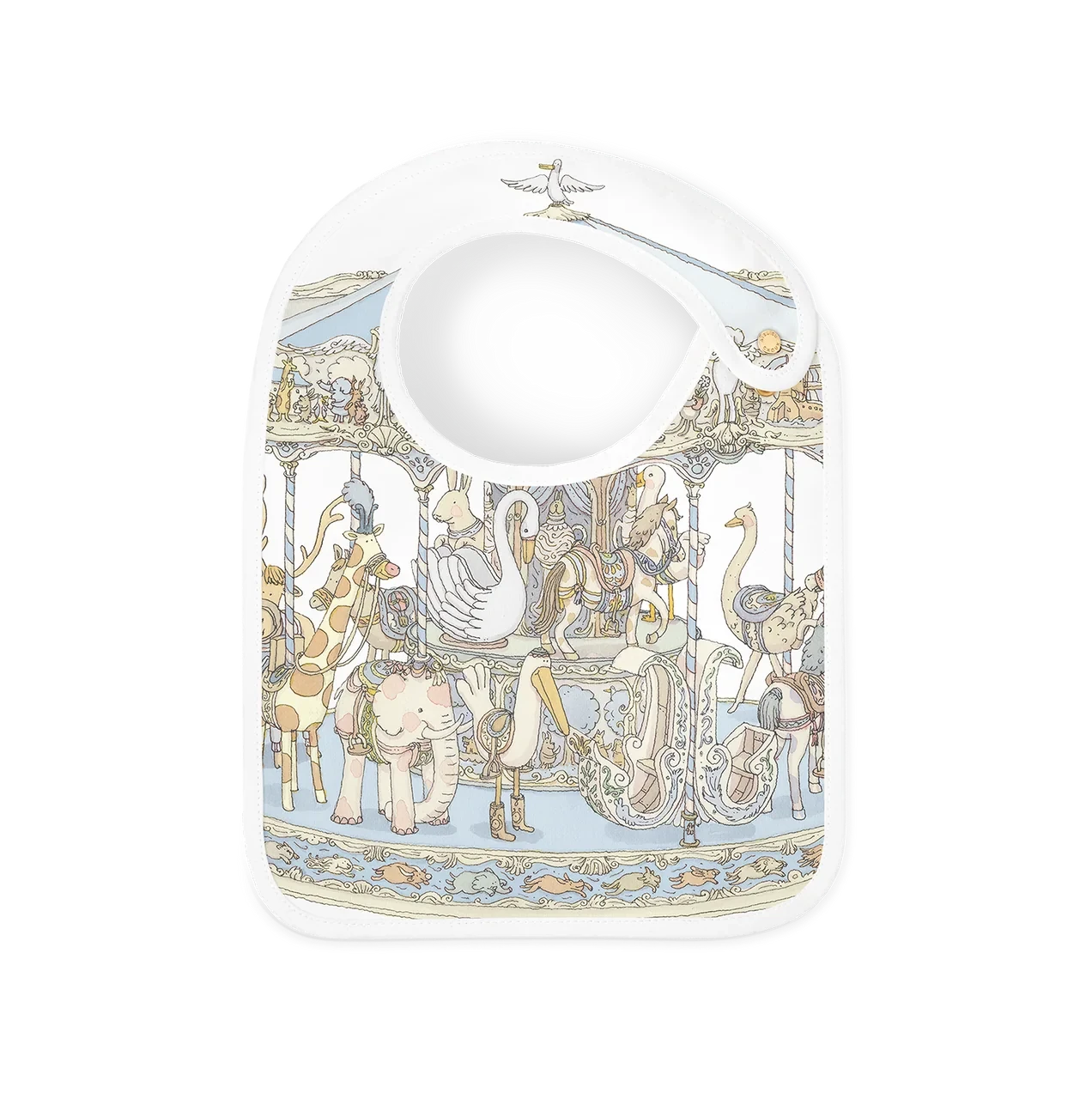 Atelier Choux Blue Carousel Satin Bib