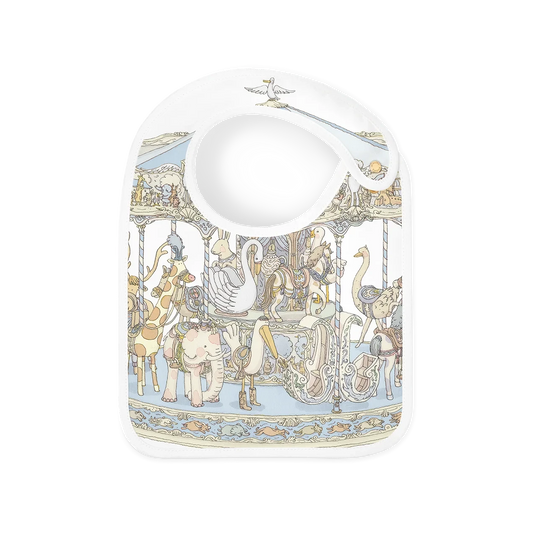 Atelier Choux Blue Carousel Satin Bib