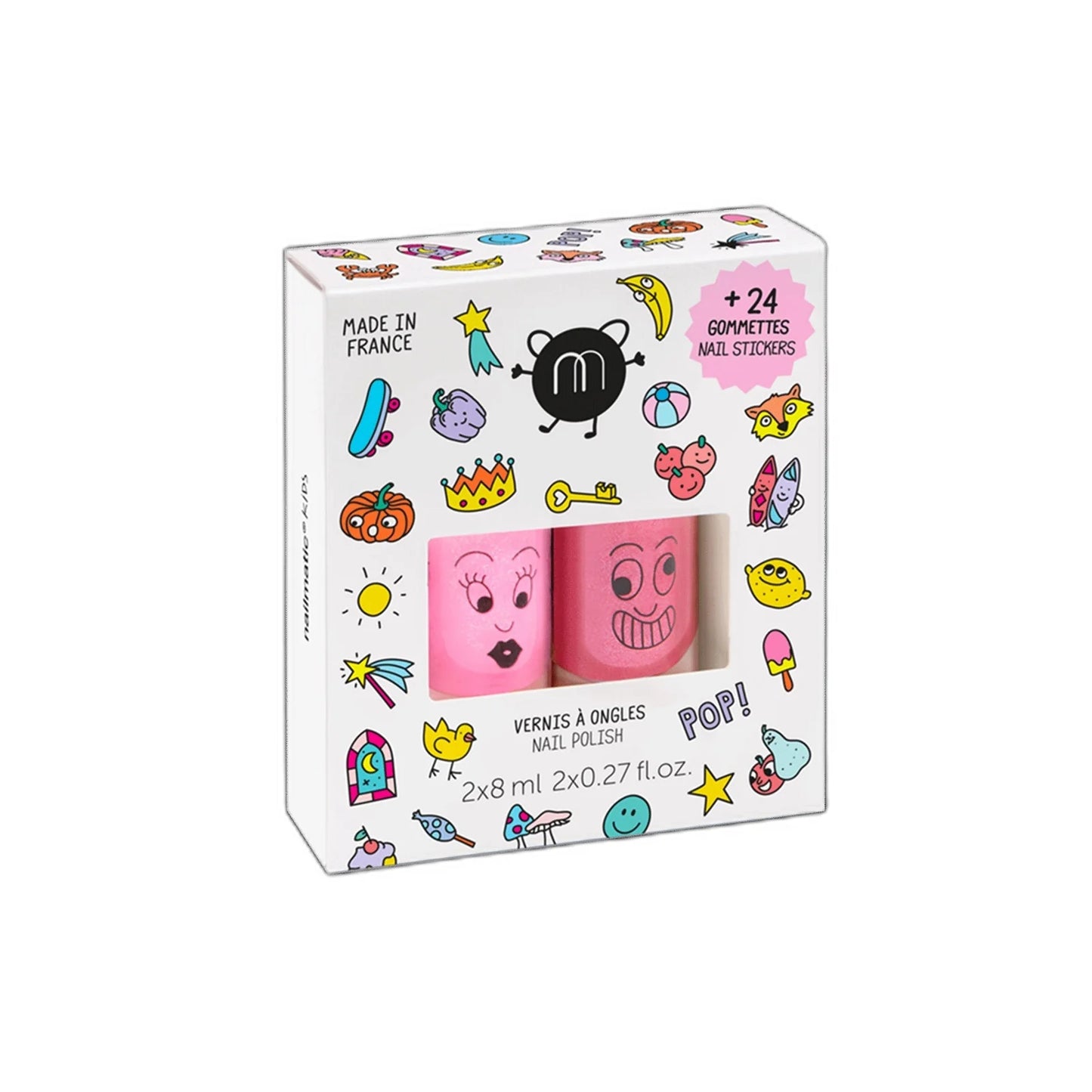 Kids' Set of 2 Water Based Nail Polishes & Sticker Set