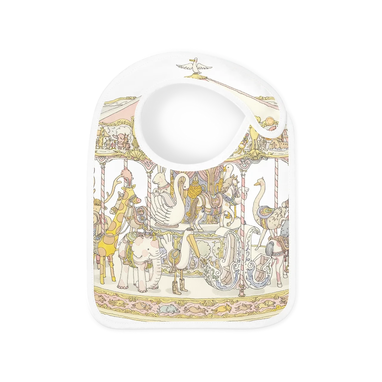 Atelier Choux Pink Carousel Satin Bib