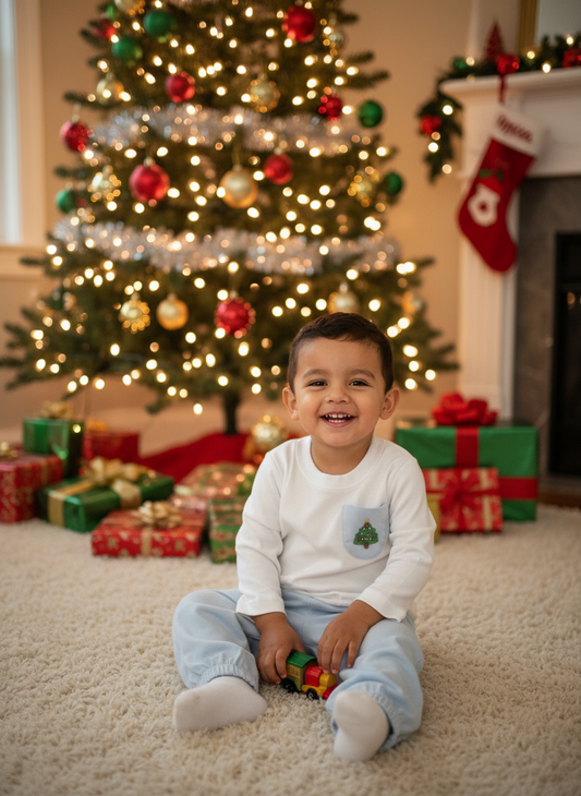 Petit Bebe Blue Christmas Tree Set