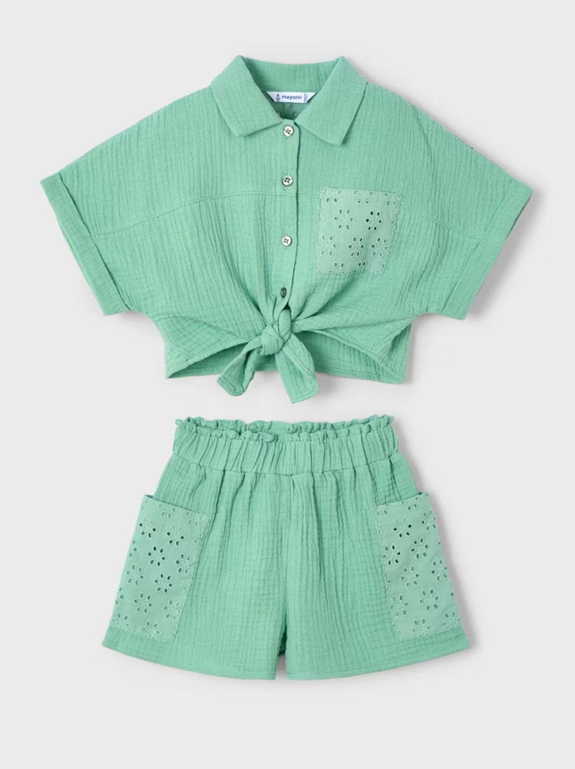 Girl Eyelet Shorts and Blouse Set