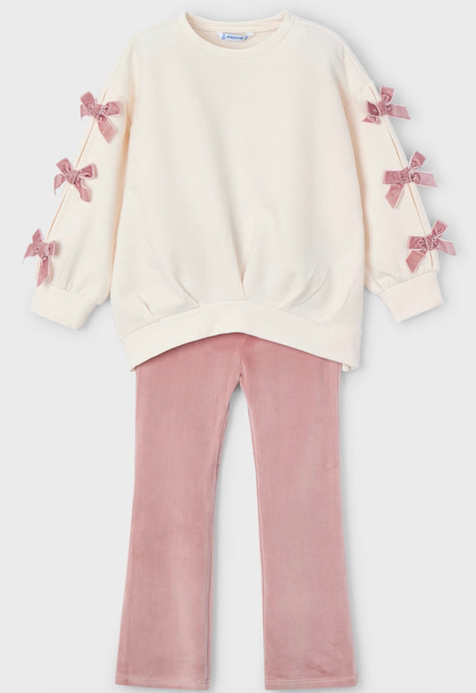 Girl Bow Sweatshirt and Leggings Set