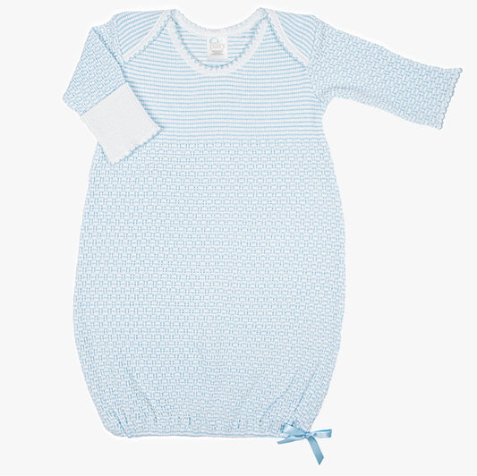 Paty Knit Overlap Shoulder Gown Blue