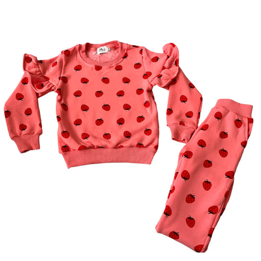 STRAWBERRY RUFFLE JOGGERS SET