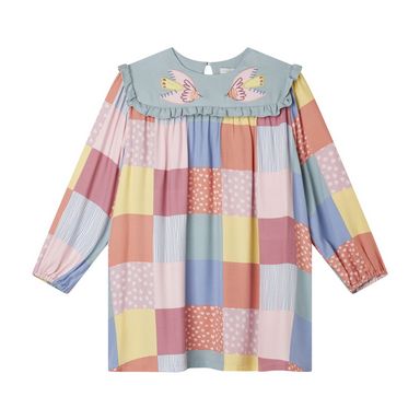Stella McCartney LS Patchwork Dress with Birds Patches
