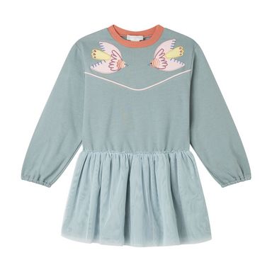 Stella McCartney Long Sleeve Fleece Dress with Tulle Skirt