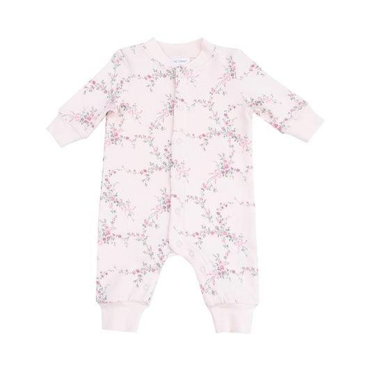 Angel Dear French Terry Antoinette Floral Baseball Collar Romper