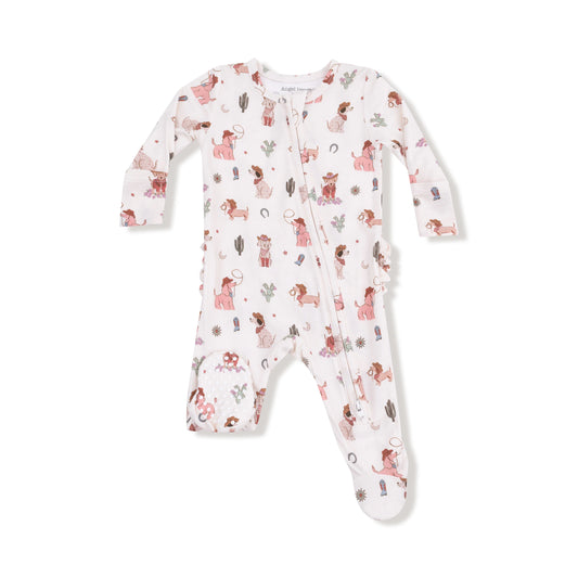 Angel Dear Cowgirl Dogs Ruffle Zipper Footie