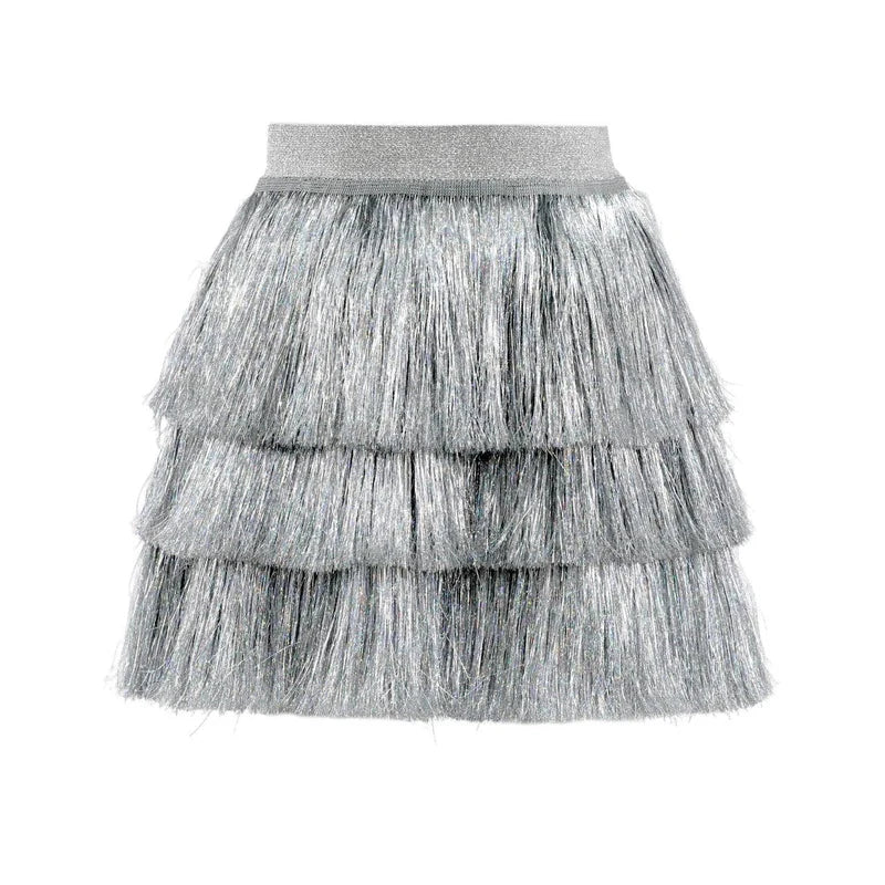 Lola & The Boys Silver Shimmer Tinsel Party Skirt