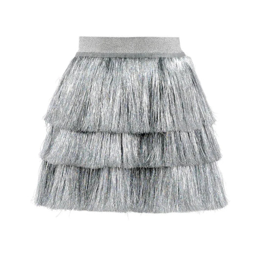 Lola & The Boys Silver Shimmer Tinsel Party Skirt