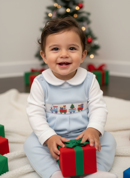 Petit Bebe Christmas Train Romper Set