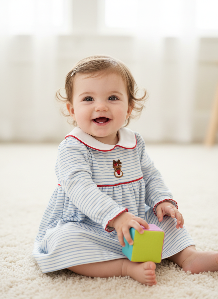 Petit Bebe Blue Rudolph Dress