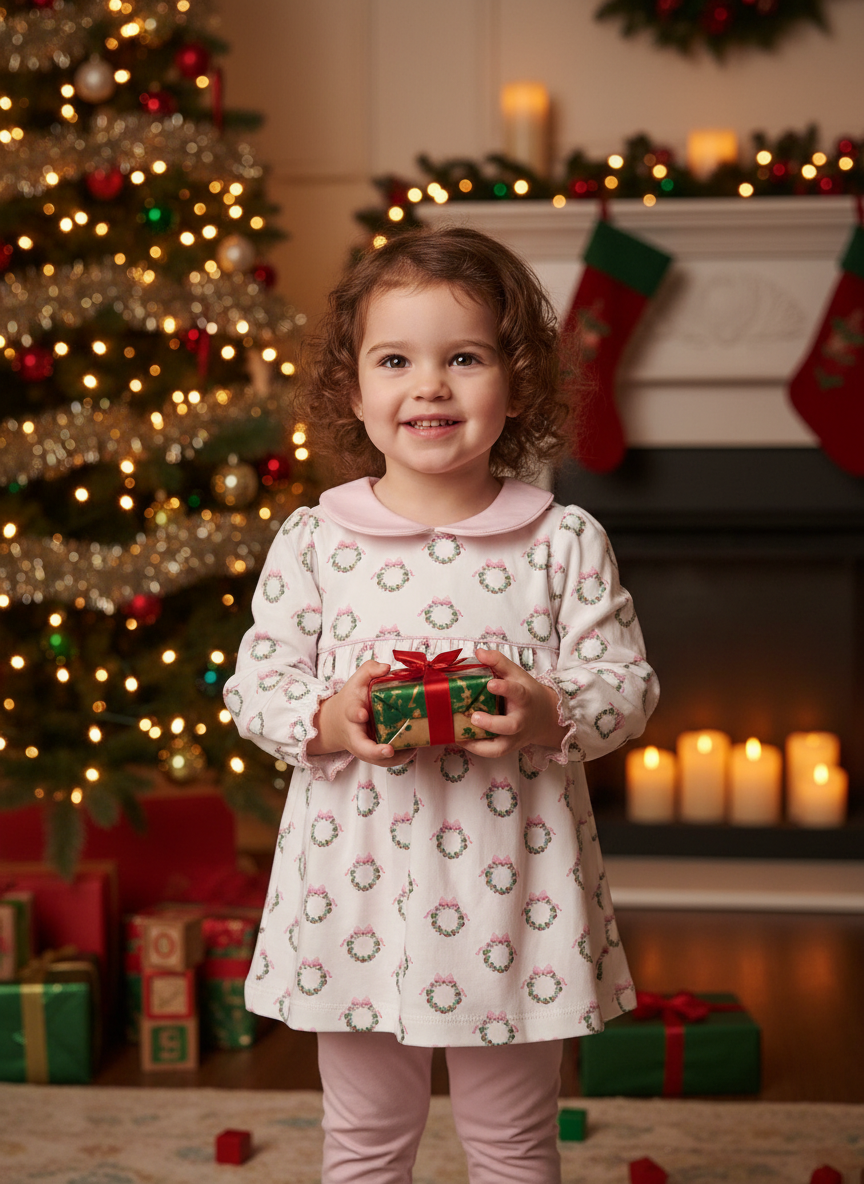 Petit Bebe Pink Wreath Legging Set