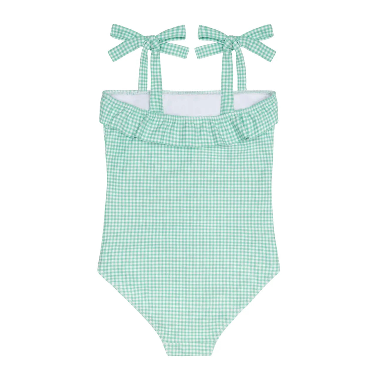 Minnow Girls Gustavia Gingham Ruffle Front Tie Strap One Piece