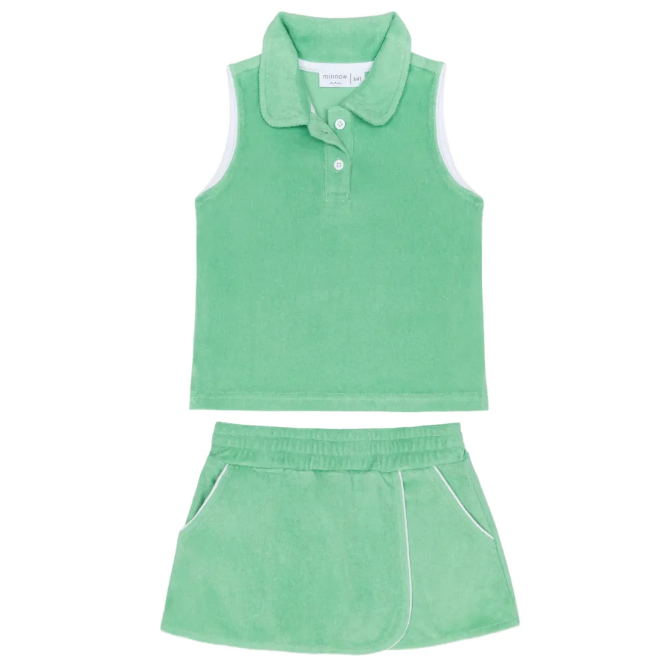 Minnow Girls Gustavia Green French Terrier Tennis Tank Top and Skort Set