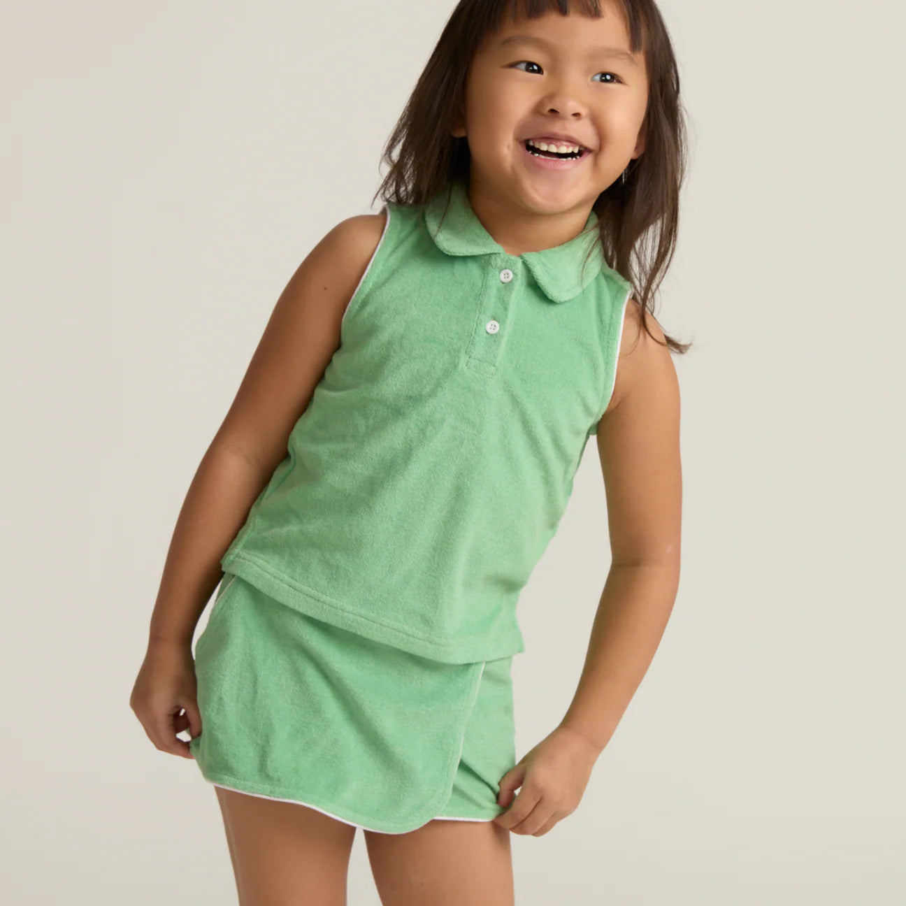 Minnow Girls Gustavia Green French Terrier Tennis Tank Top and Skort Set