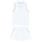 Minnow Girls Shell White French Terry Tennis Tank Top and Short Set