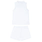 Minnow Girls Shell White French Terry Tennis Tank Top and Short Set