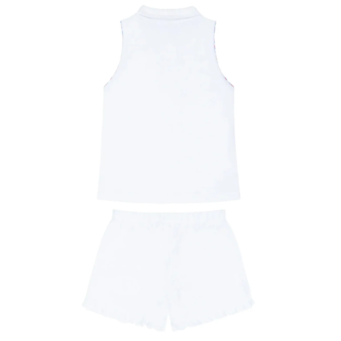 Minnow Girls Shell White French Terry Tennis Tank Top and Short Set
