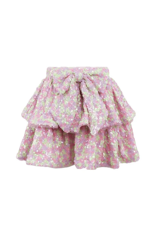 Lola & The Boys Confetti Sequin Bow Skirt