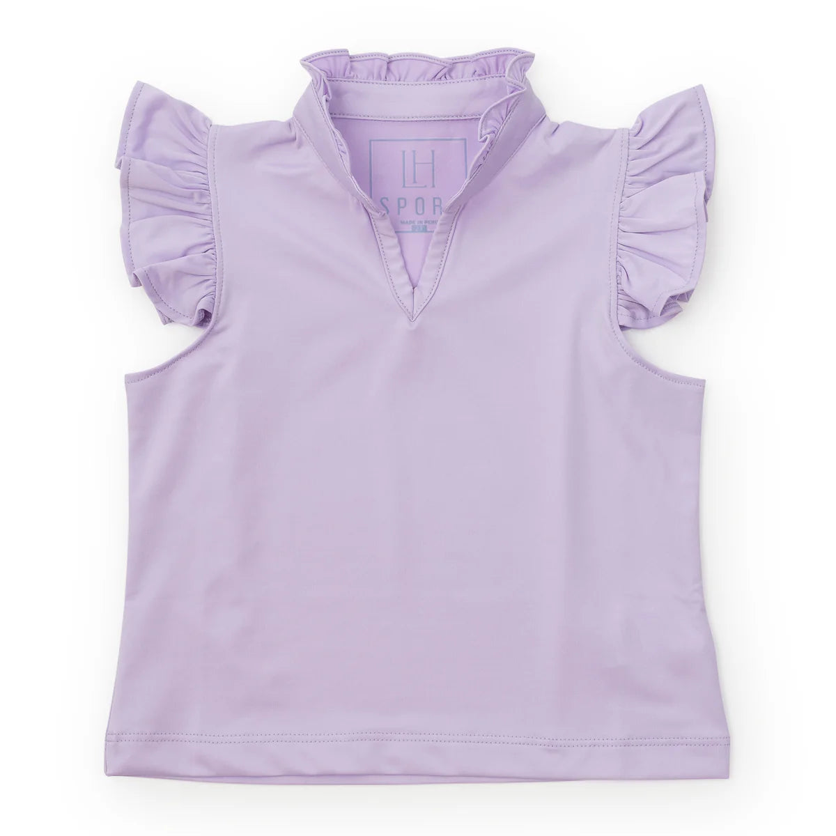 LILA AND HAYES ELLIE GIRLS' SLEEVELESS RUFFLED TOP BY LH SPORT - Lavender