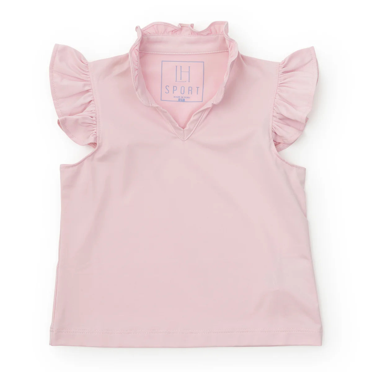 LILA AND HAYES ELLIE GIRLS' SLEEVELESS RUFFLED TOP BY LH SPORT - Light Pink