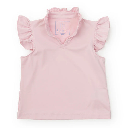 LILA AND HAYES ELLIE GIRLS' SLEEVELESS RUFFLED TOP BY LH SPORT - Light Pink