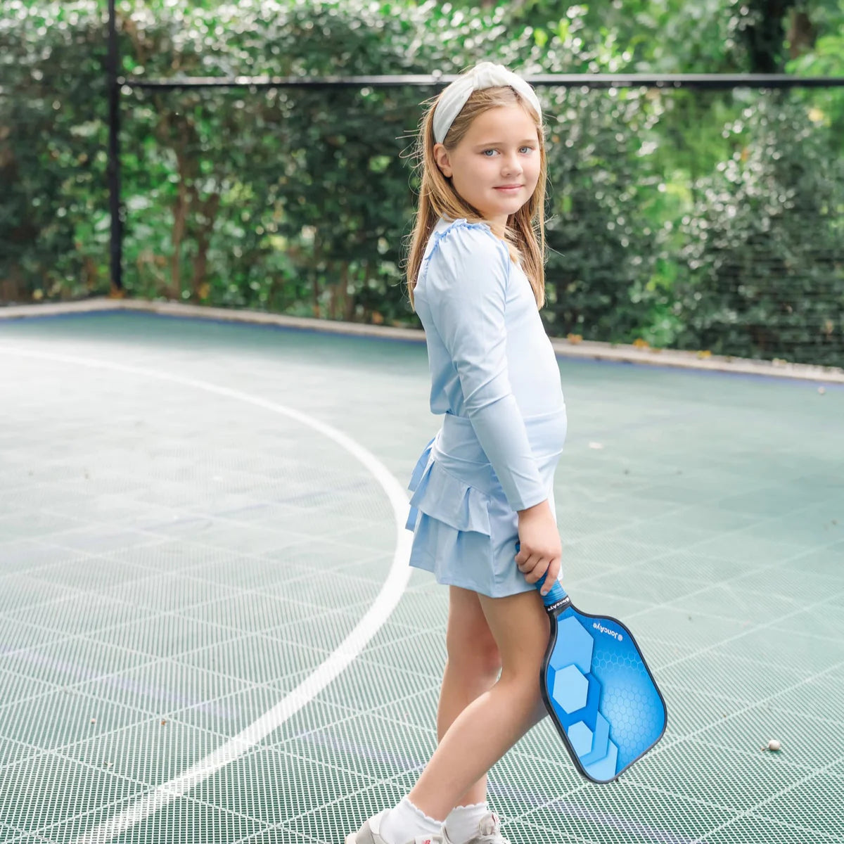 LILA AND HAYES MARGOT GIRLS' TIERED SKIRT BY LH SPORT - Light Blue